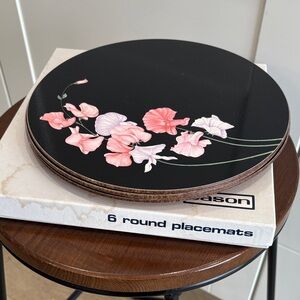 Elegant Black Floral Placemats by
